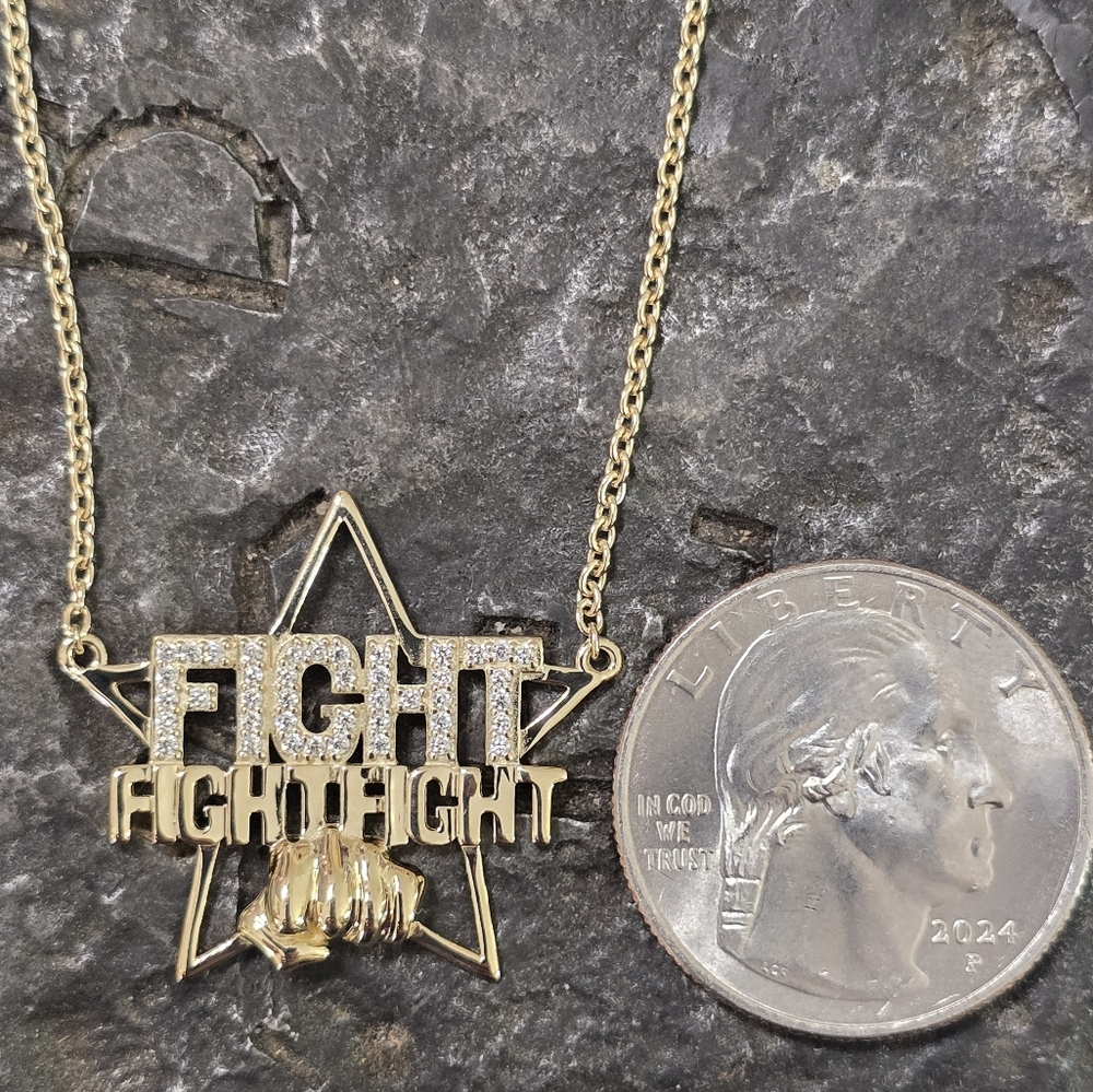 Trump 14kt Gold Vermeil Fight Fight Fight Necklace View 4
